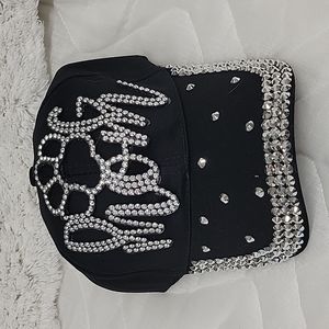 Black canvas blinged "Dog Mom" adjustable baseball cap!!